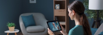 A video consultation between a patient and doctor.
