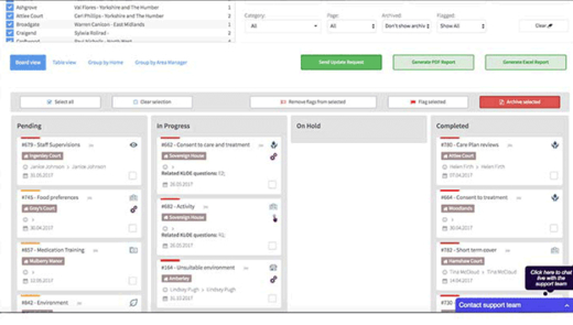 a screenshot of our care compliance software