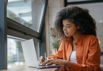 Woman using laptop