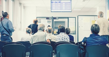 A hospital waiting room - delivering healthcare within an ICS.