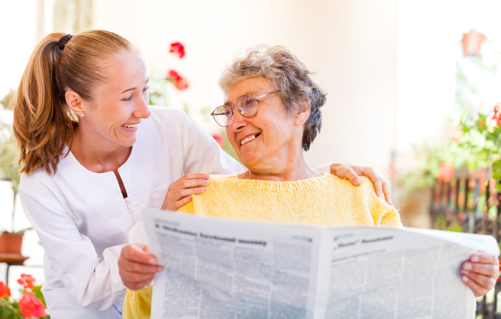 Happy old woman due to better care compliance