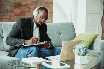 Man with headphones on