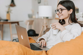 Flex benefits platform lady with coffee