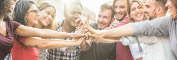 Group of workers celebrating