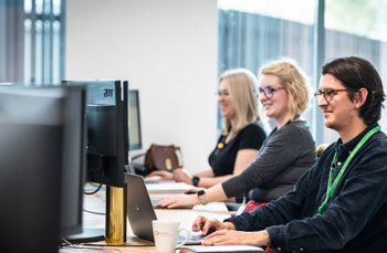 Access employees at computers