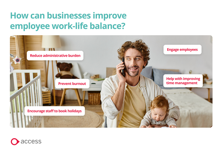 How can businesses improve employee work-life balance infographic