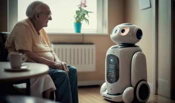 A robot helping combat loneliness via AI commmunication.