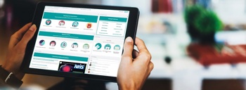 A tablet device accessing a patient portal.
