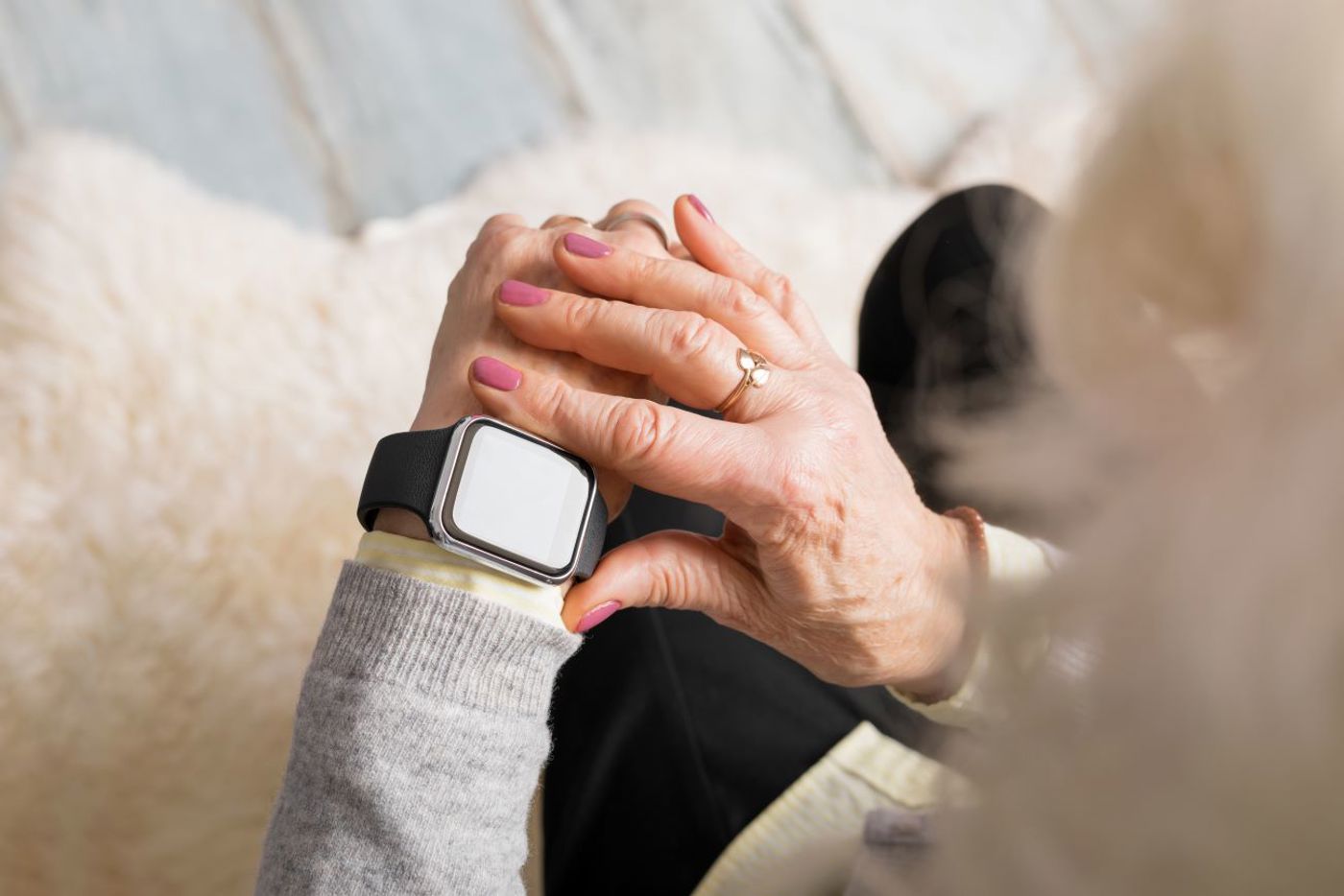 Enlarged Apple watch in care home