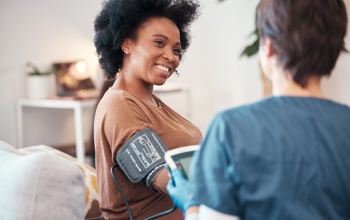 A patient interacting with a clinician.