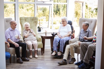 Elderly people on a sunny winter's day.