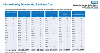 NHS Buckinghamshire, Oxfordshire and Berkshire West ICB executive structure