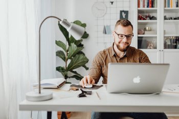 Motivated employee working from home