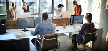 Local government staff working in the office.